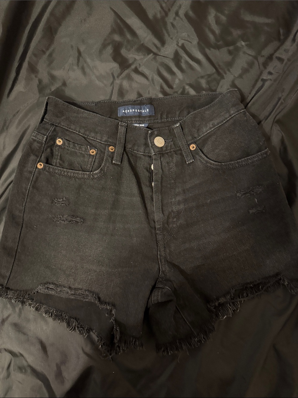 Aeropostale Black Distressed Denim Jean Shorts